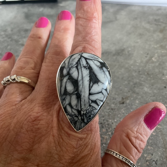 Gorgeous zebra jasper and sterling silver ring 925 stamped - Picture 2 of 7